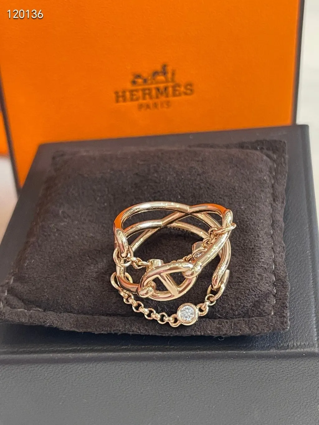 Hermès Gold Yellow Ring Gold Very good - Box View