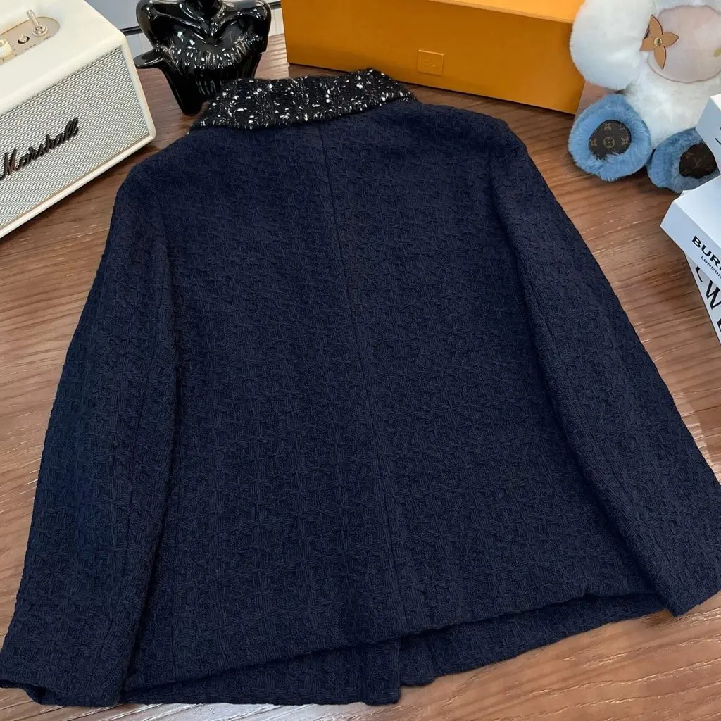 Chanel Navy Wool Jacket Navy Wool Very good - Back View