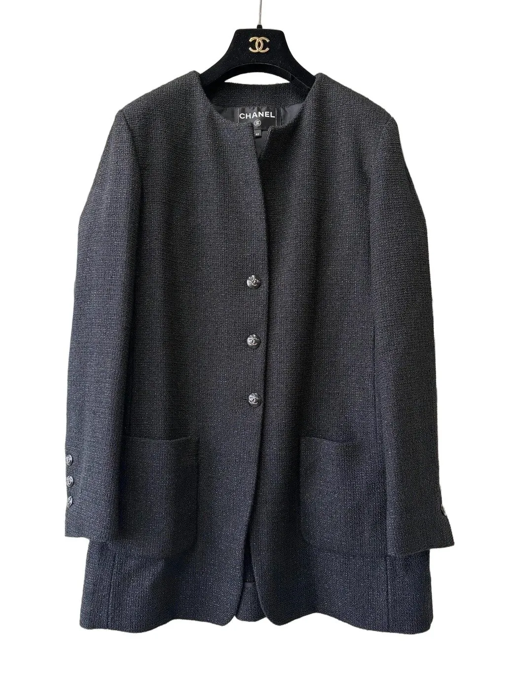 Chanel 21C Black Silk Jacket Black Silk Very good - Front View