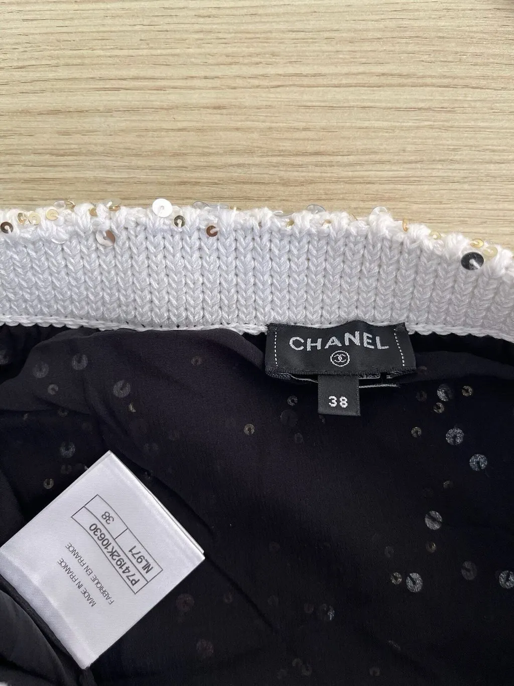 Chanel 23C Black Embellished Skirt Black Very good - Inside View