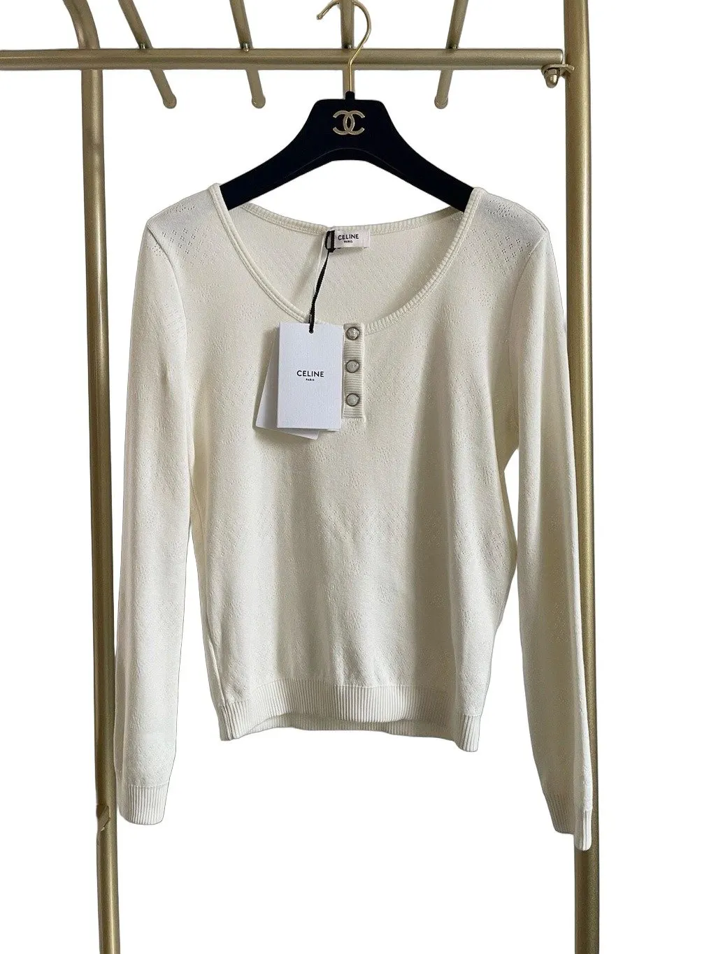 Celine Triomphe Cotton Knitwear MultiColor Cotton Never worn, with tag - Front View