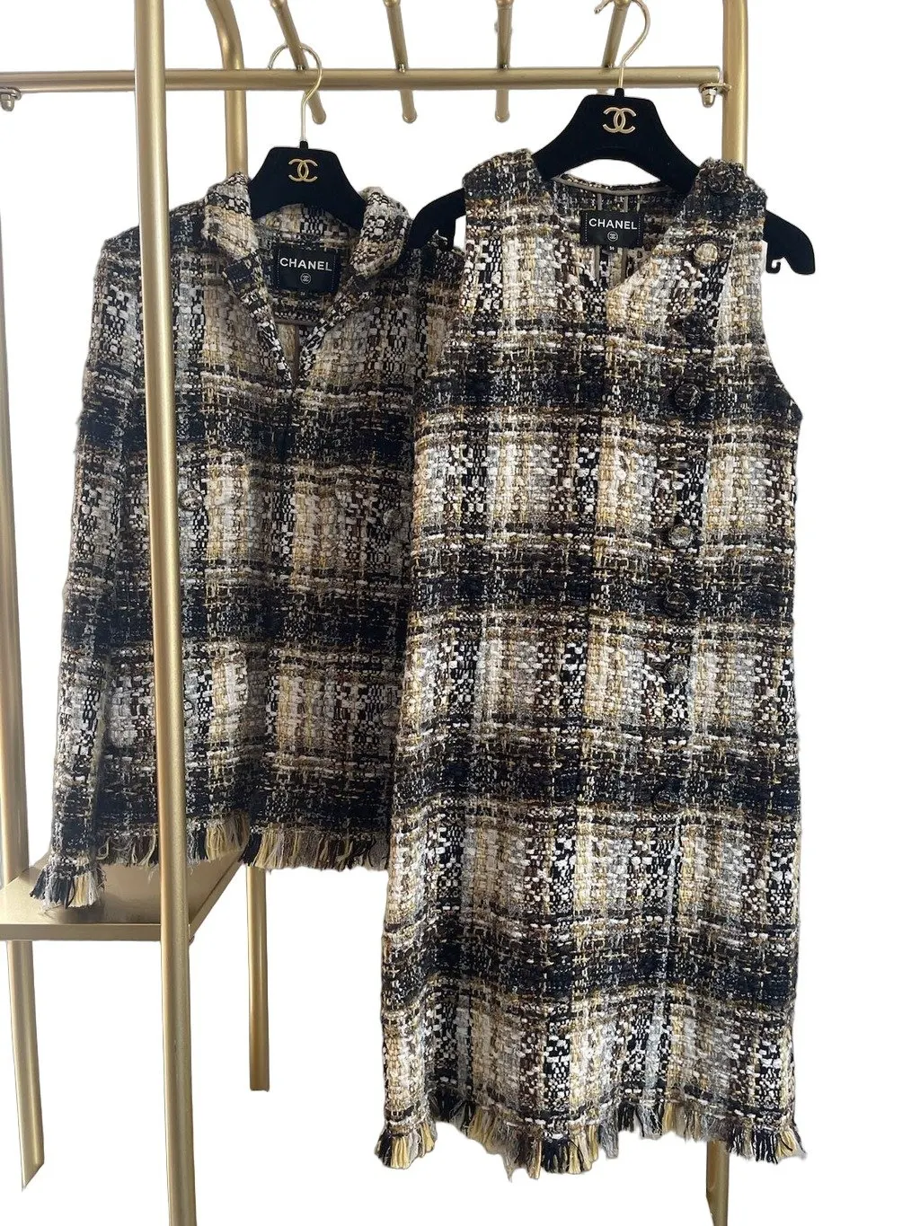 Chanel 19K Snow Tweed Dress MultiColor Tweed Very good - Front View