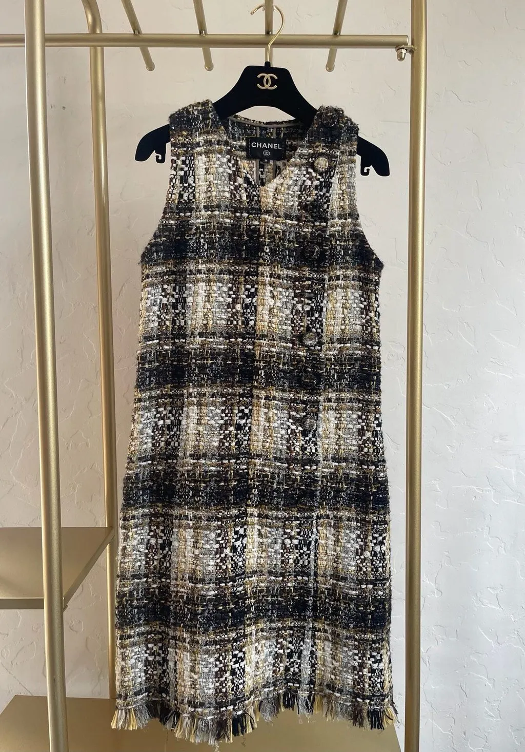 Chanel 19K Snow Tweed Dress MultiColor Tweed Very good - Back View