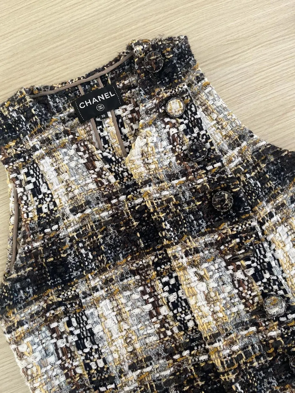 Chanel 19K Snow Tweed Dress MultiColor Tweed Very good - Box View