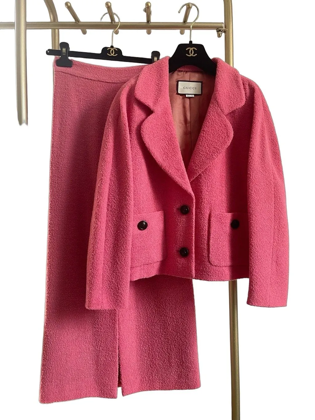 Gucci Pink Wool Jacket Pink Wool Never worn - Front View