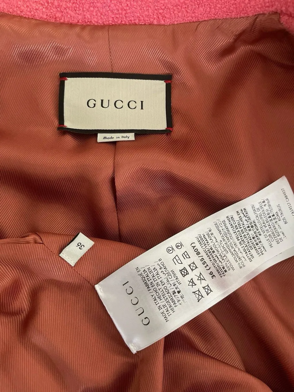 Gucci Pink Wool Jacket Pink Wool Never worn - Model View