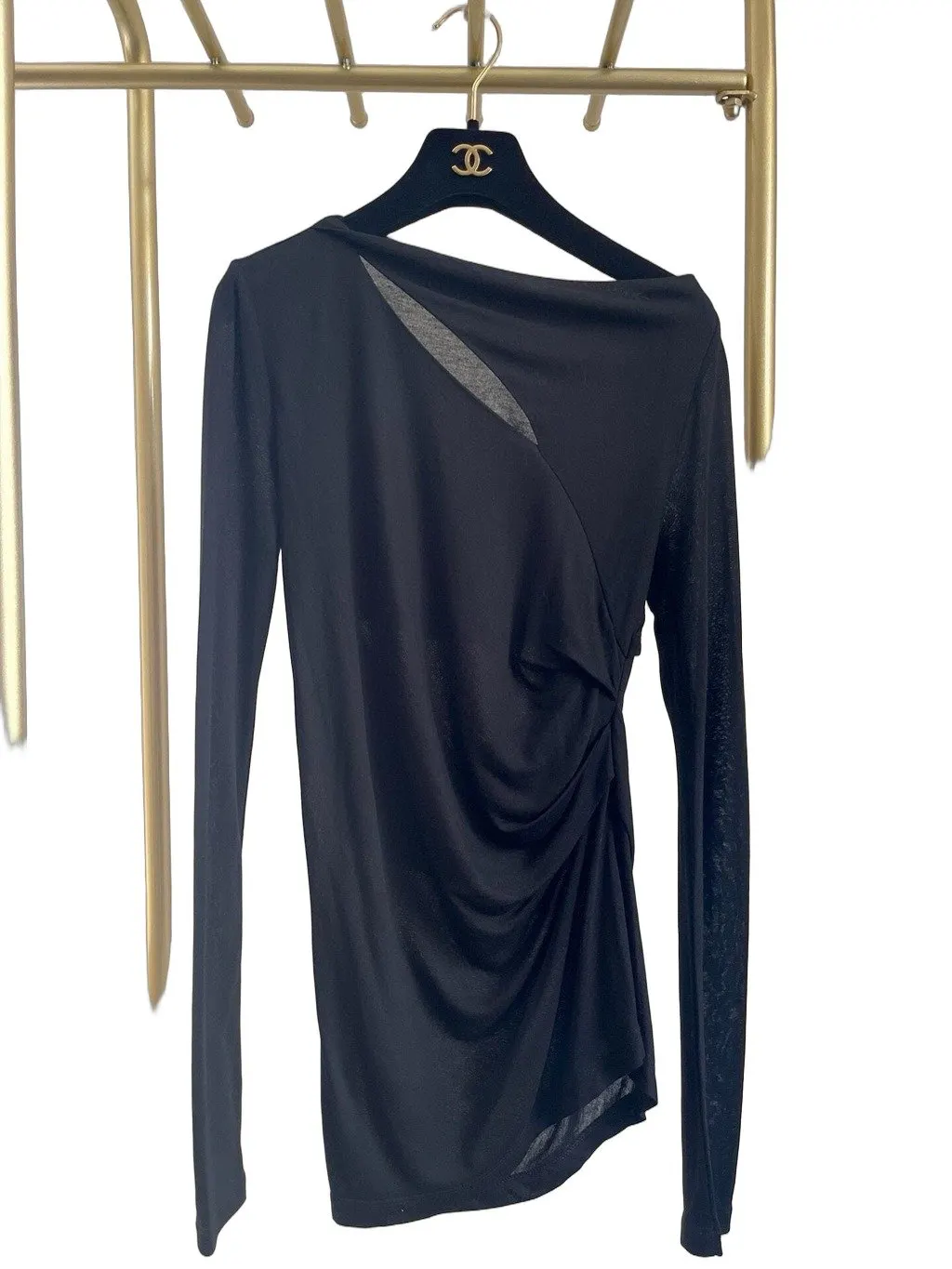 Helmut Lang Black Cotton Top Black Cotton Very good - Front View