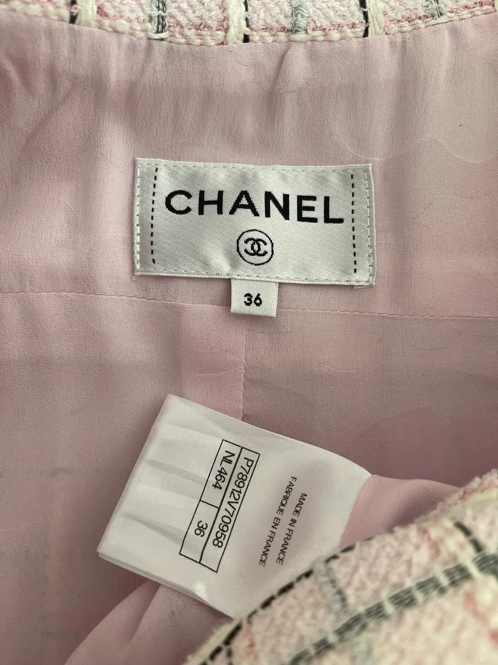 Chanel 25C Pink Tweed Dress Pink Tweed Very good - Inside View