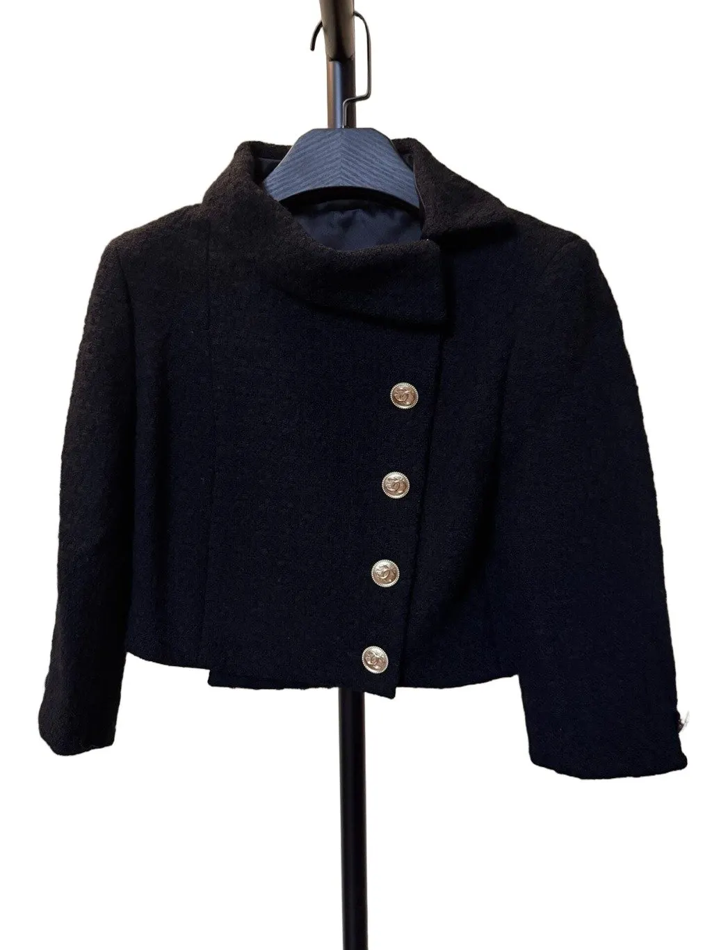Chanel Black Tweed Jacket Black Tweed Very good - Front View