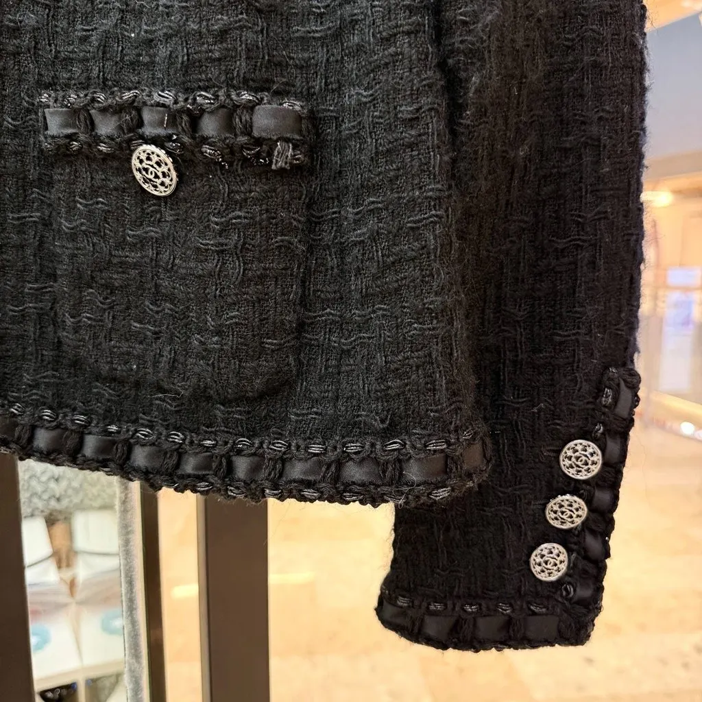 Chanel Rome Black Tweed Jacket Black Tweed Very good - Back View