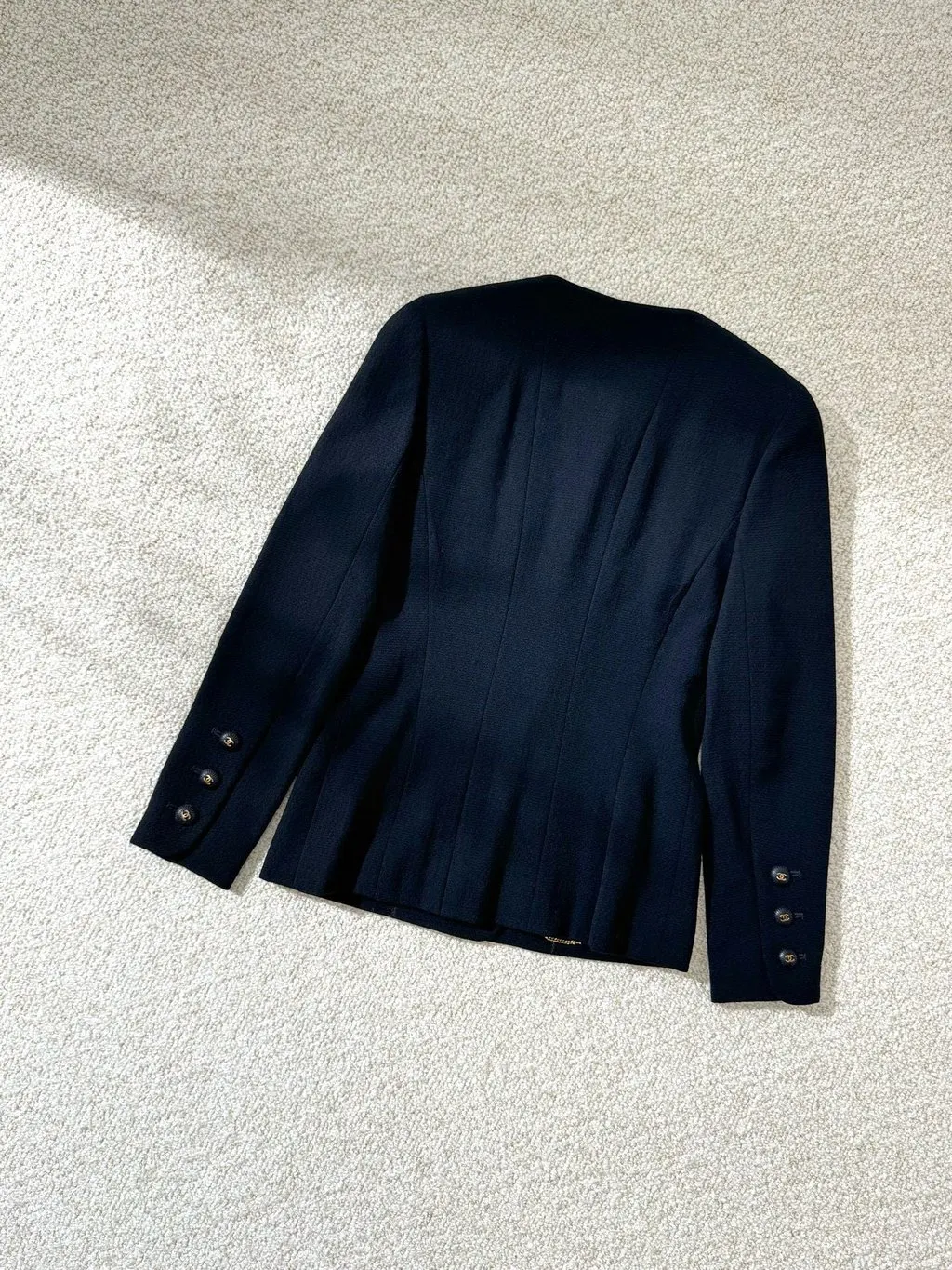 Chanel 93P Black Wool Jacket Black Wool Very good - Back View