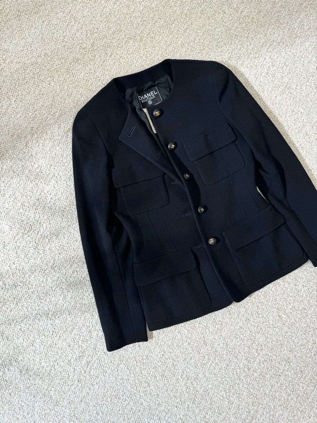 Chanel 93P Black Wool Jacket Black Wool Very good - Inside View