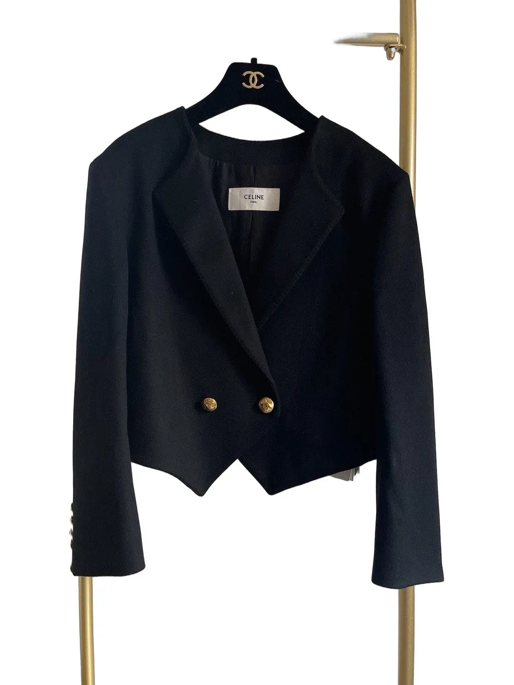 Celine Black Wool Jacket Black Wool Never worn, with tag - Front View