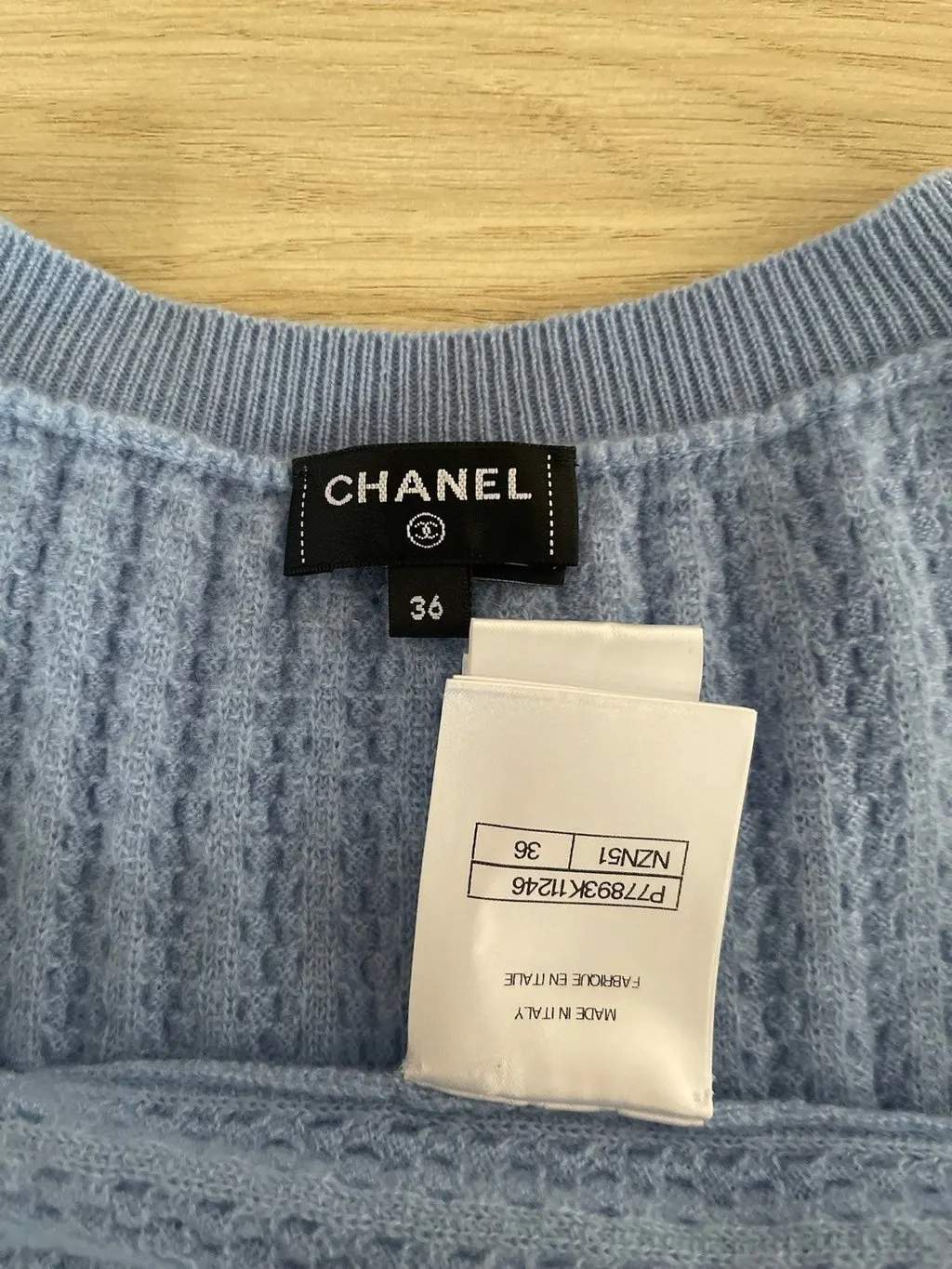 Chanel 24B Blue Wool Top Blue Wool Very good - Inside View