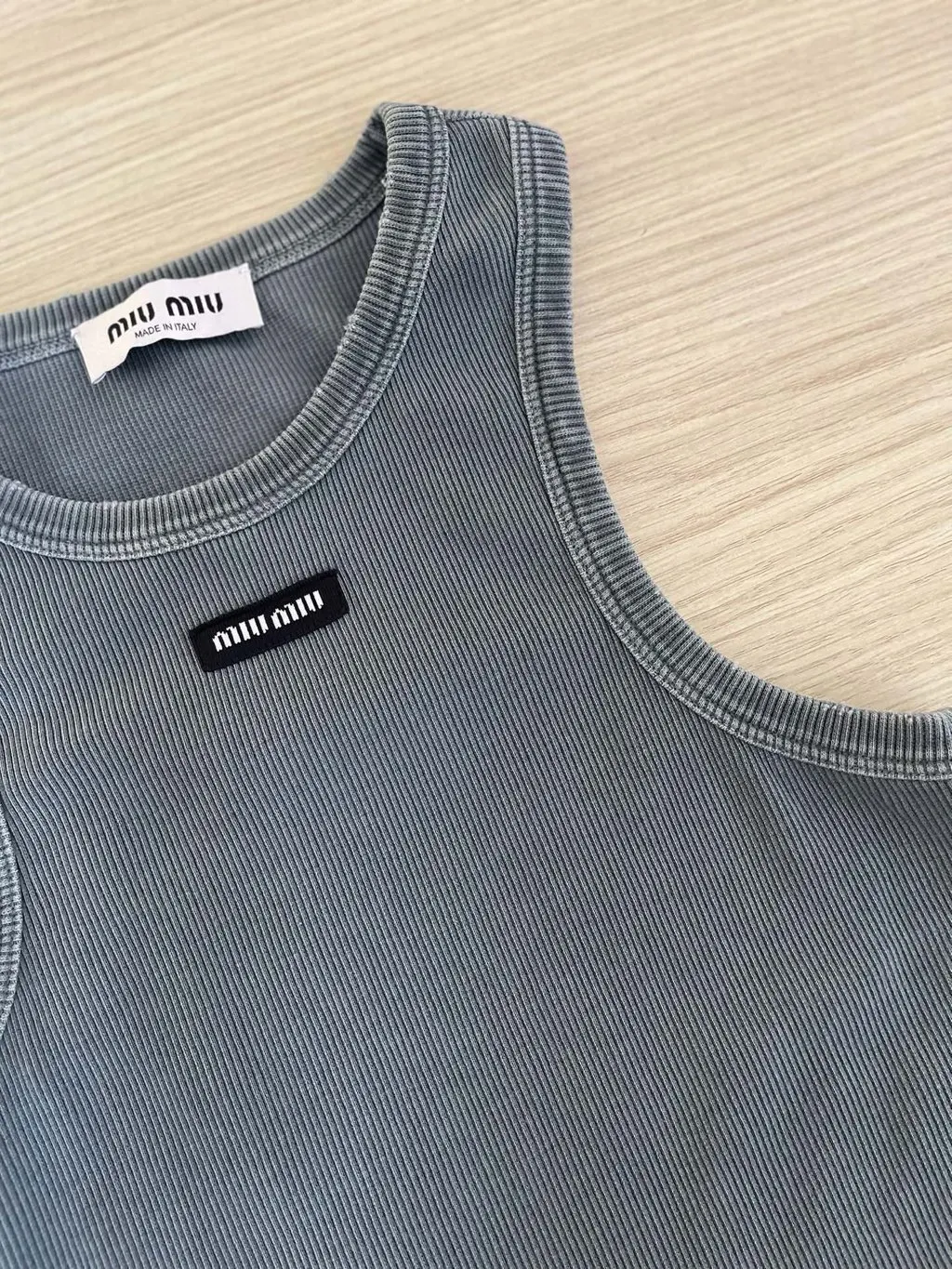 Miu Miu Grey Cotton Top Grey Cotton Very good - Model View