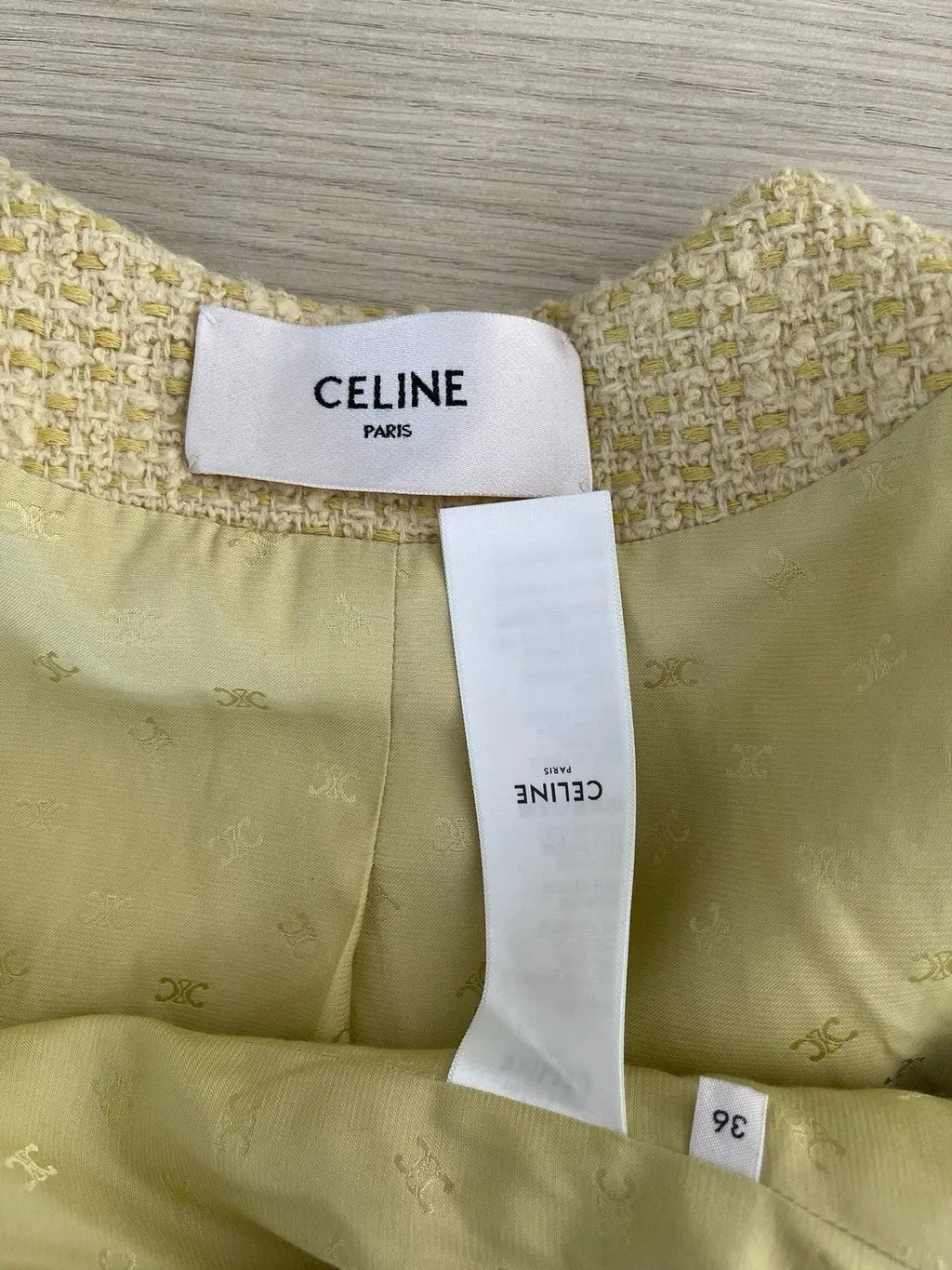 Celine Yellow Tweed Jacket Yellow Tweed Very good - Inside View
