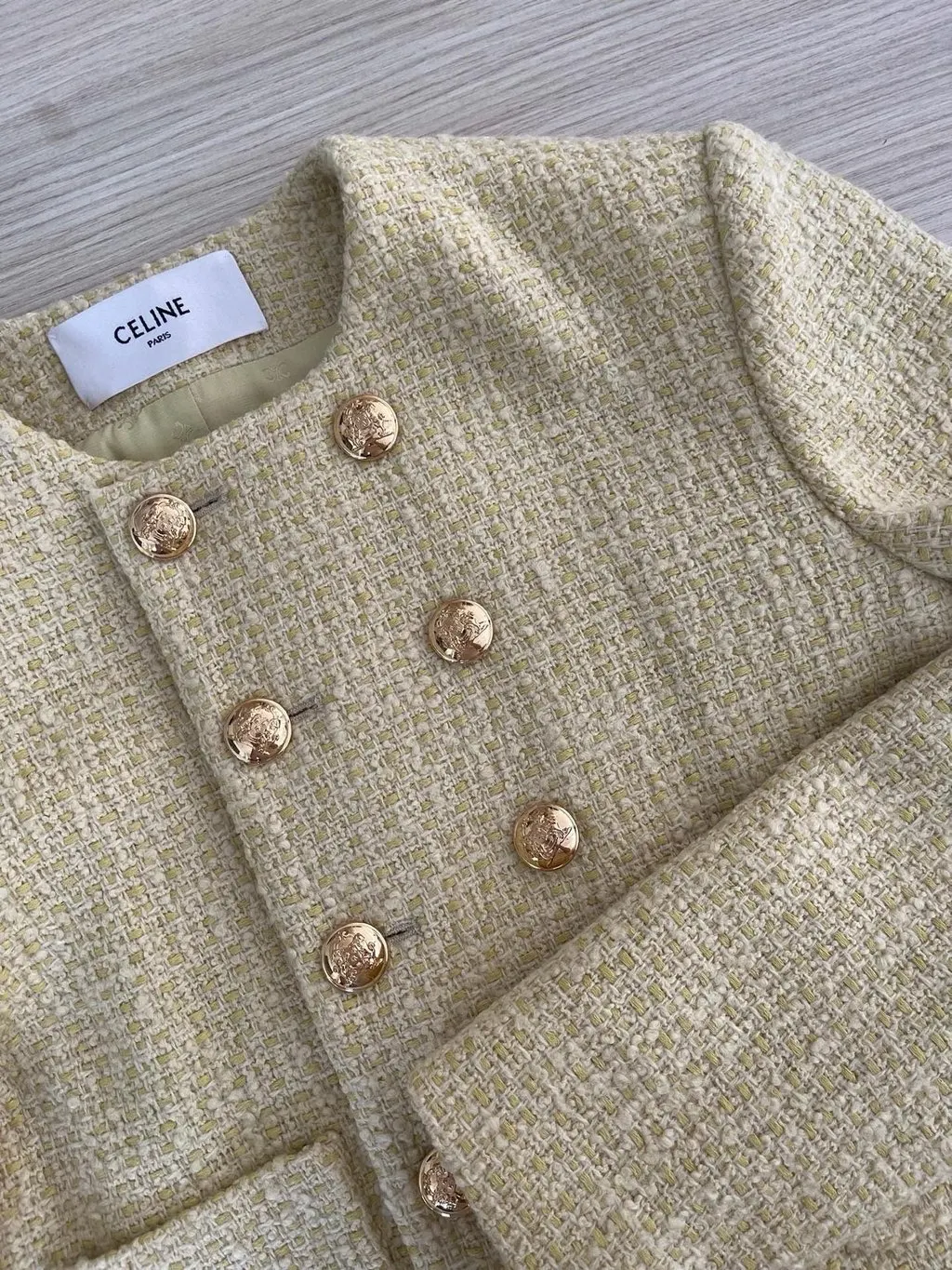 Celine Yellow Tweed Jacket Yellow Tweed Very good - Model View