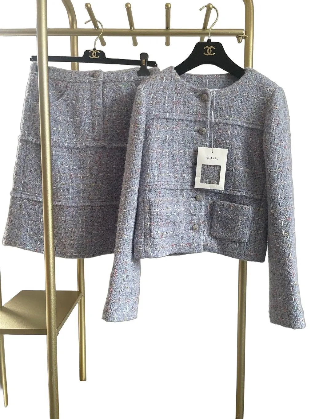 Chanel 25B Purple Tweed Jacket Purple Tweed Never worn, with tag - Front View
