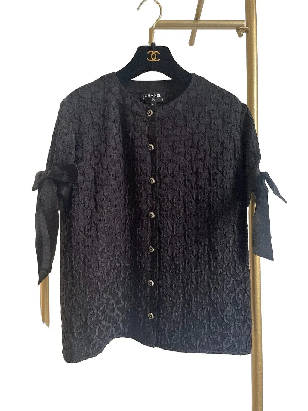 Chanel 25K Black Silk Top Black Silk Very good - Front View