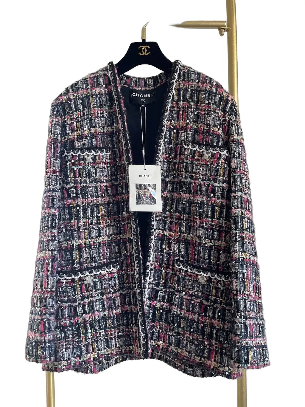 Chanel 24A Manchester Tweed Jacket MultiColor Tweed Never worn, with tag - Front View