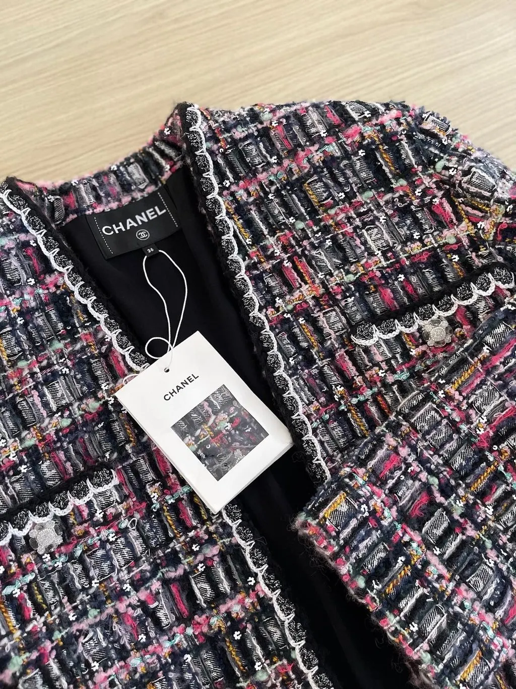 Chanel 24A Manchester Tweed Jacket MultiColor Tweed Never worn, with tag - Model View