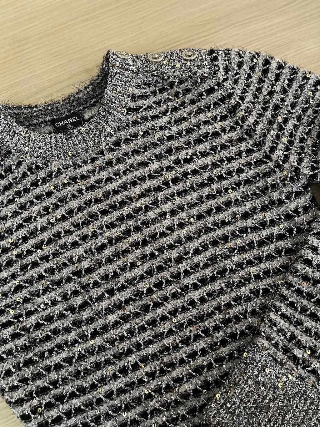 Chanel 24K Silver Embellished Dress Silver Very good - Model View