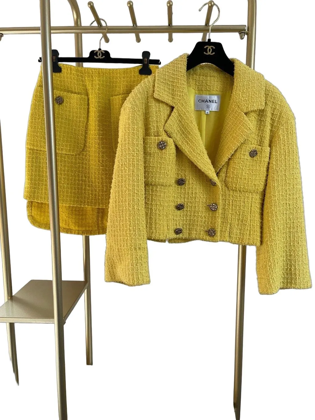 Chanel 22S Yellow Tweed Skirt Yellow Tweed Very good - Front View