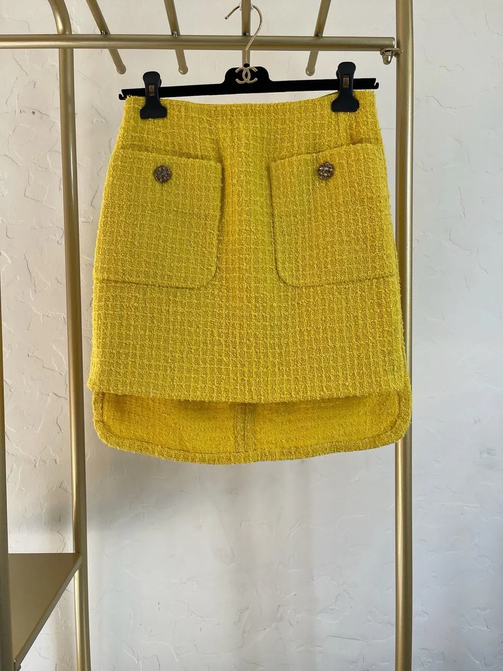 Chanel 22S Yellow Tweed Skirt Yellow Tweed Very good - Back View