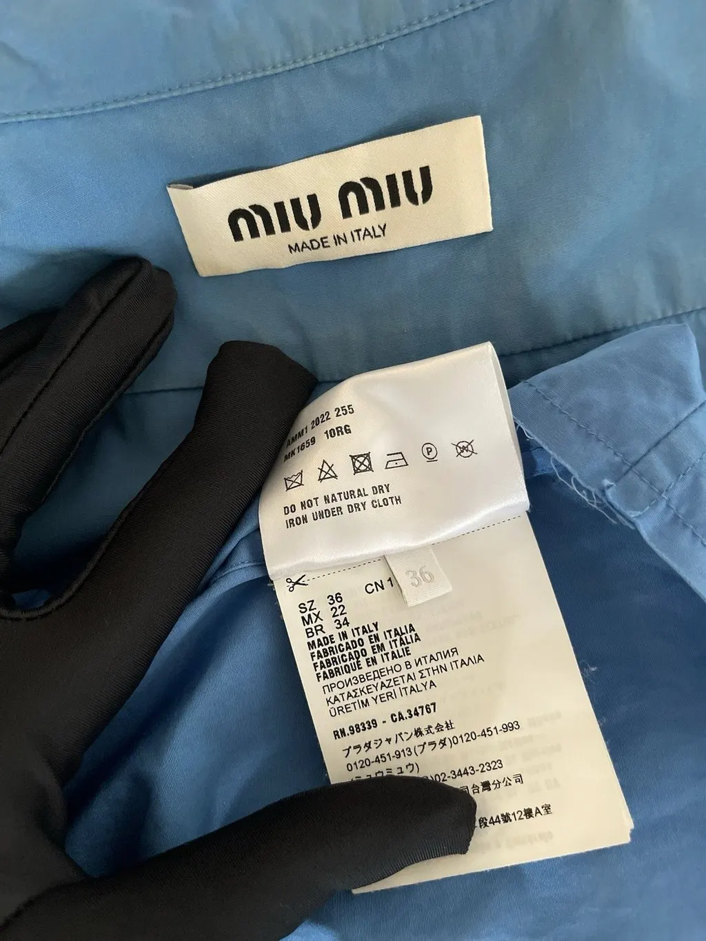 Miu Miu Blue Cotton Top Blue Cotton Very good - Model View