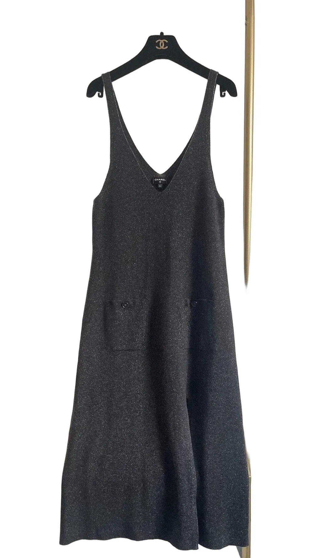 Chanel 23B Grey Embellished Dress Grey Very good - Front View