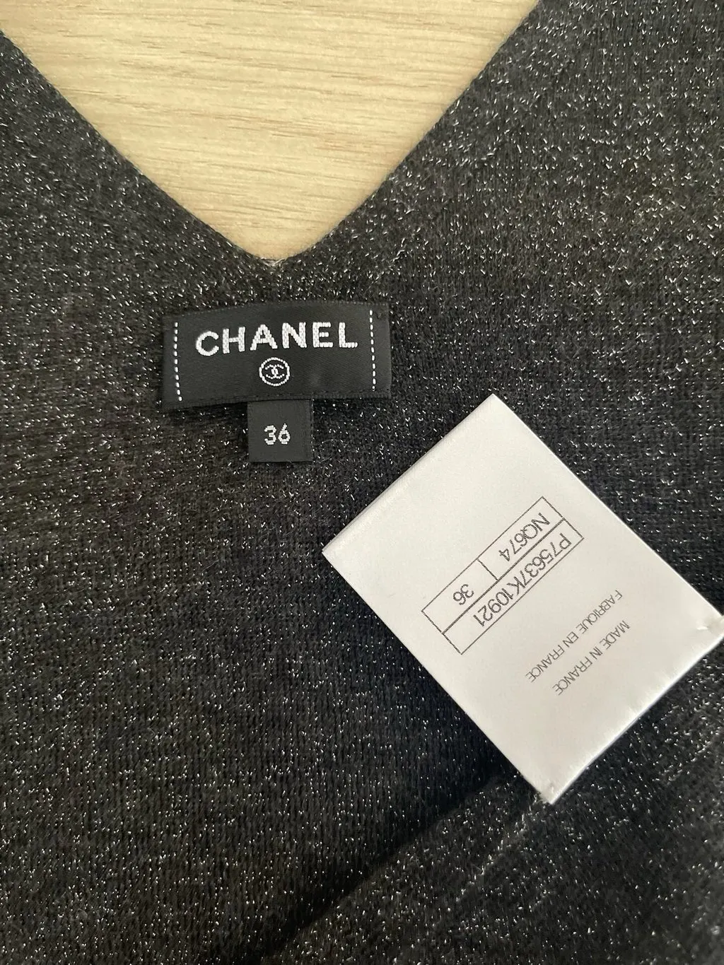 Chanel 23B Grey Embellished Dress Grey Very good - Inside View