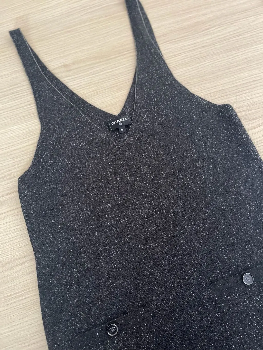 Chanel 23B Grey Embellished Dress Grey Very good - Model View