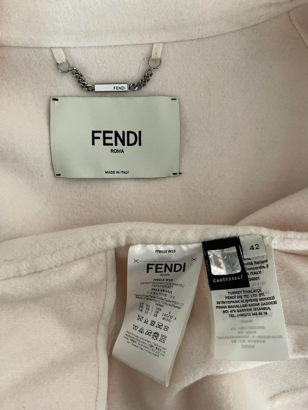 Fendi Beige Cashmere Coat Beige Cashmere Very good - Inside View