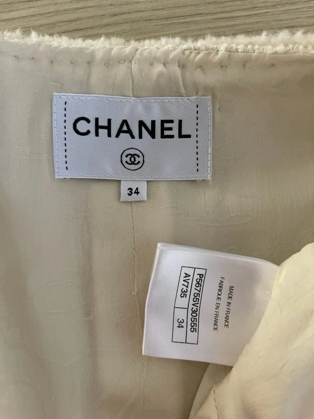 Chanel Ecru Tweed Dress Ecru Tweed Very good - Inside View