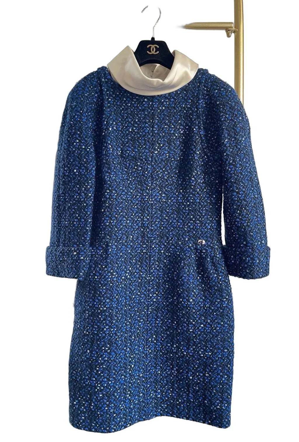 Chanel Blue Tweed Dress Blue Tweed Very good - Front View