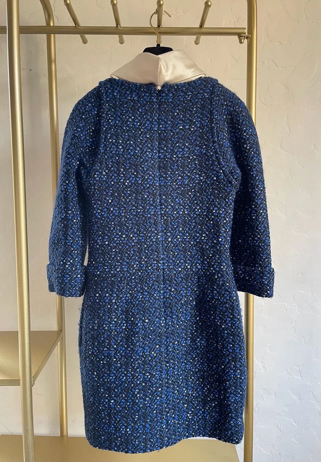 Chanel Blue Tweed Dress Blue Tweed Very good - Back View