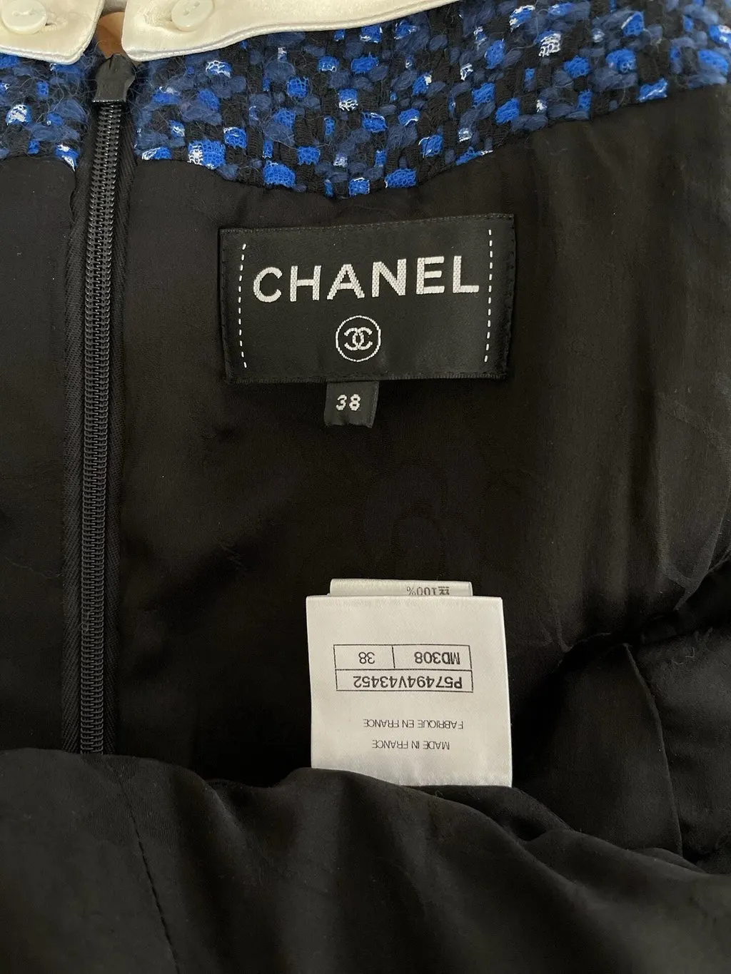 Chanel Blue Tweed Dress Blue Tweed Very good - Inside View