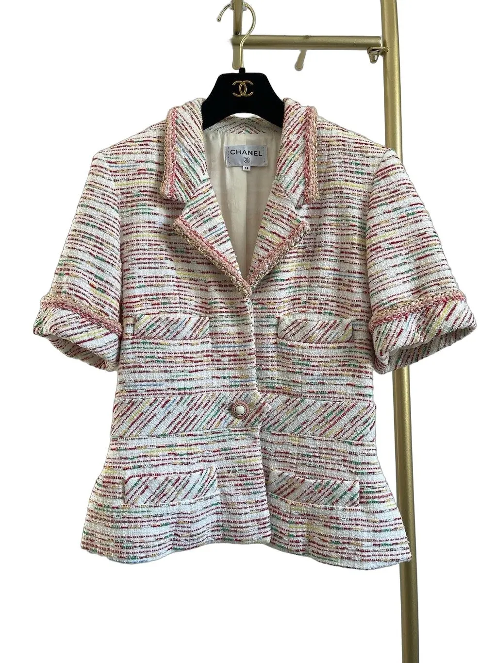 Chanel 19S Tweed Jacket MultiColor Tweed Very good - Front View
