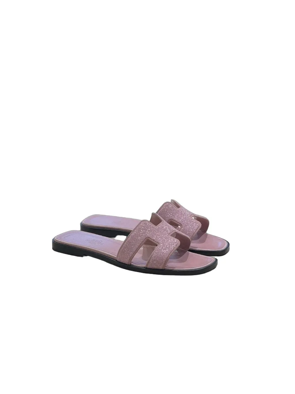 Hermès Pink Glitter Sandals Pink Very good - Front View