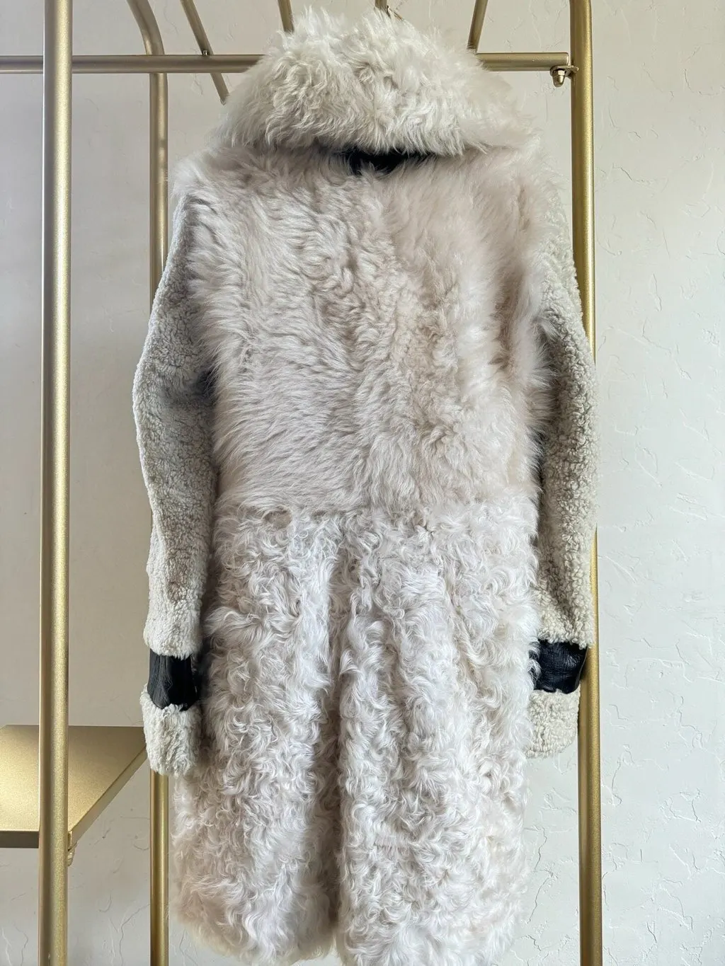Celine Beige Shearling Coat Beige Shearling Never worn, with tag - Back View