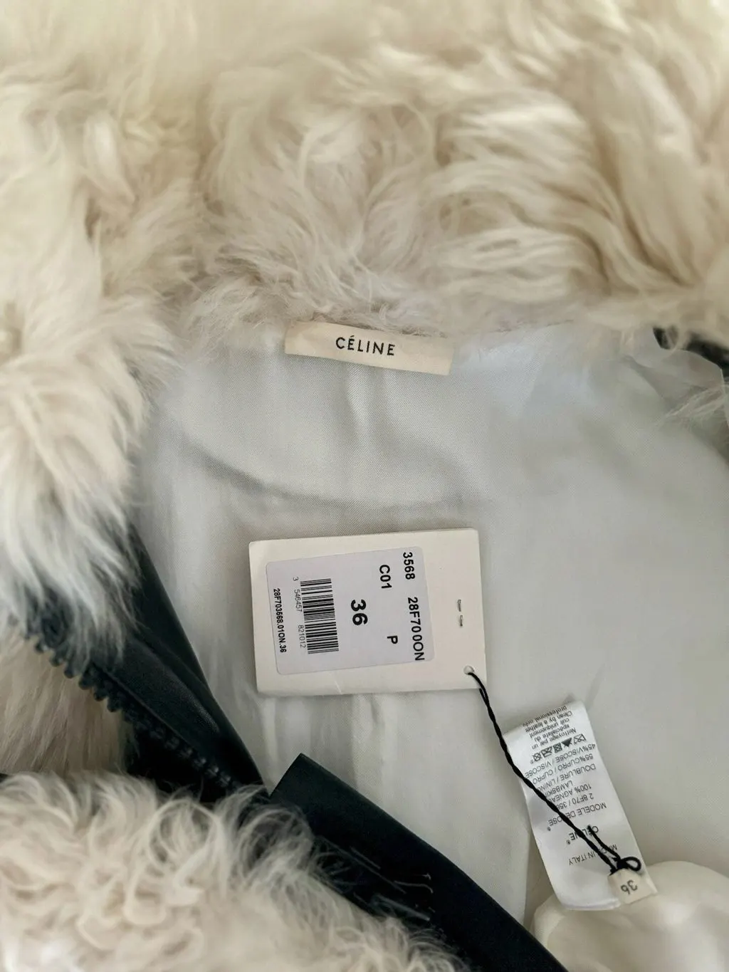 Celine Beige Shearling Coat Beige Shearling Never worn, with tag - Inside View