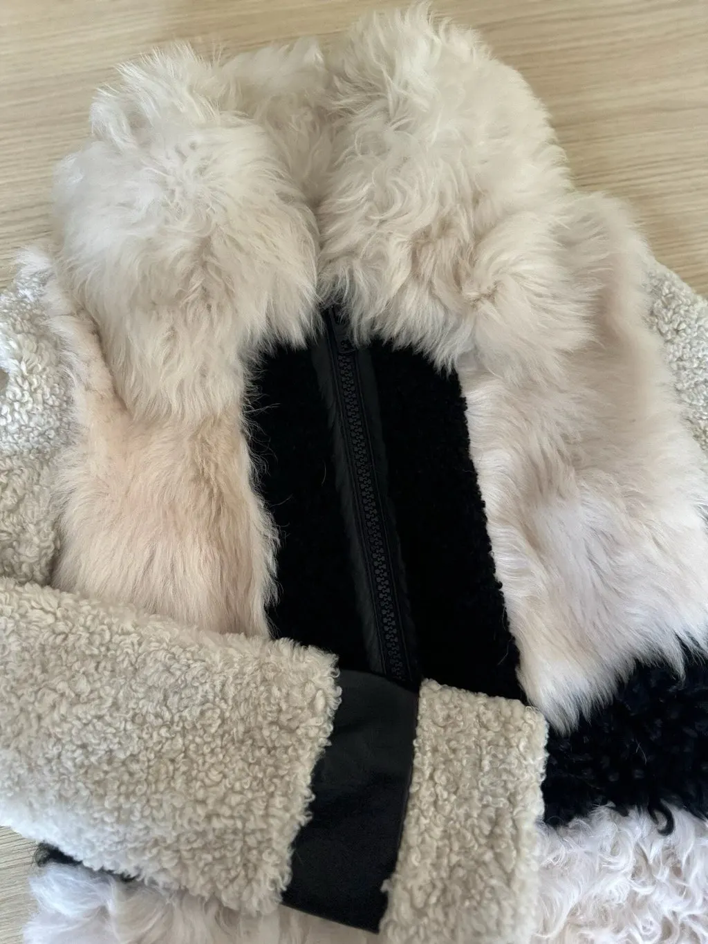 Celine Beige Shearling Coat Beige Shearling Never worn, with tag - Model View