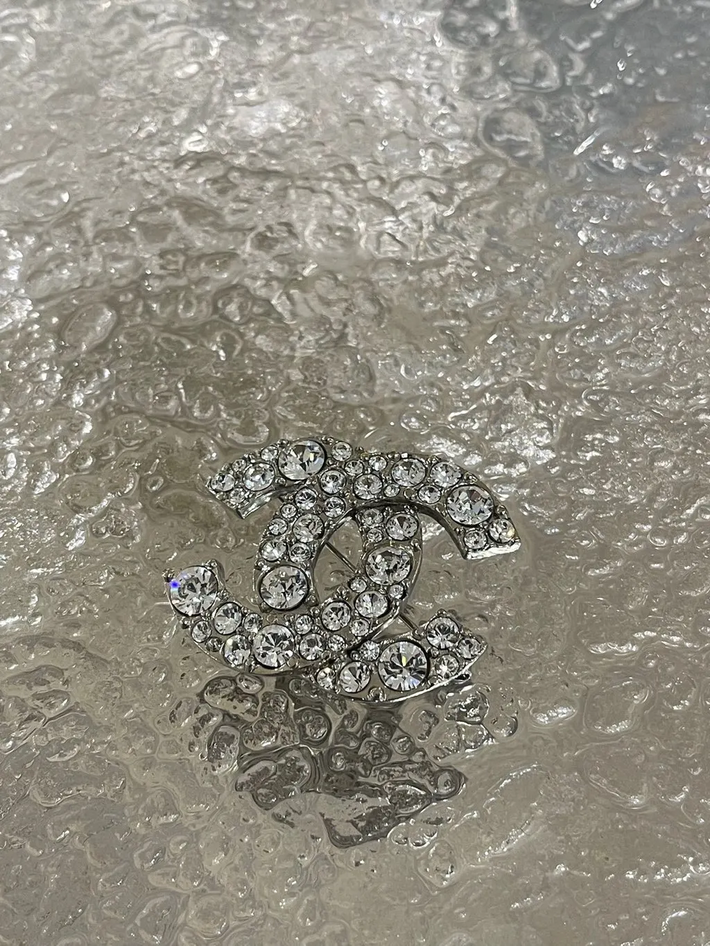 Chanel Silver Crystal Brooch Silver Crystal Very good - Back View