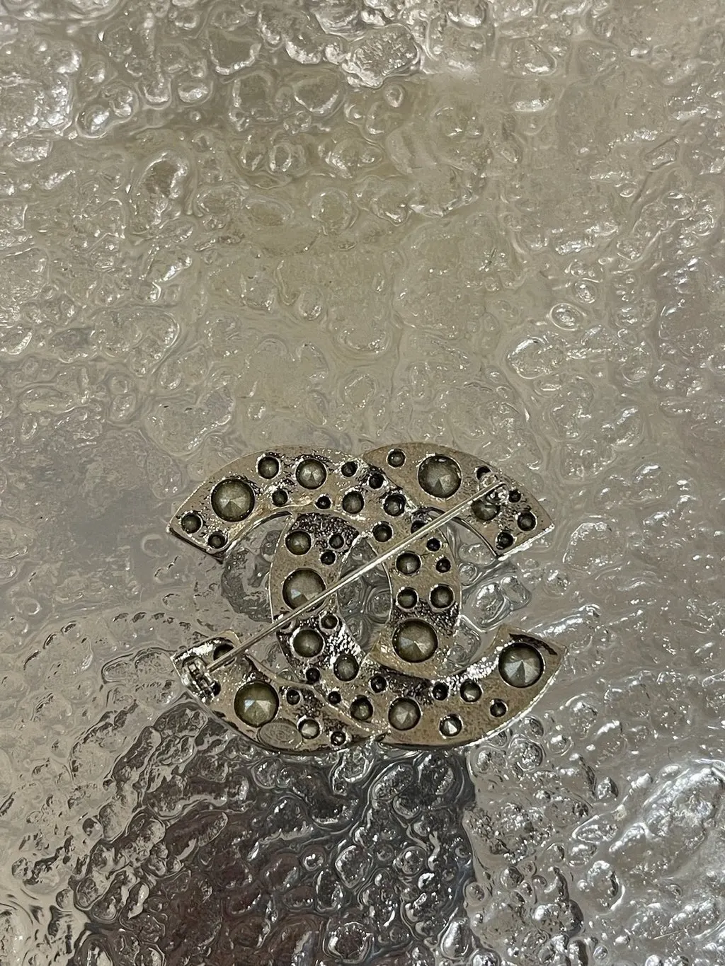 Chanel Silver Crystal Brooch Silver Crystal Very good - Model View