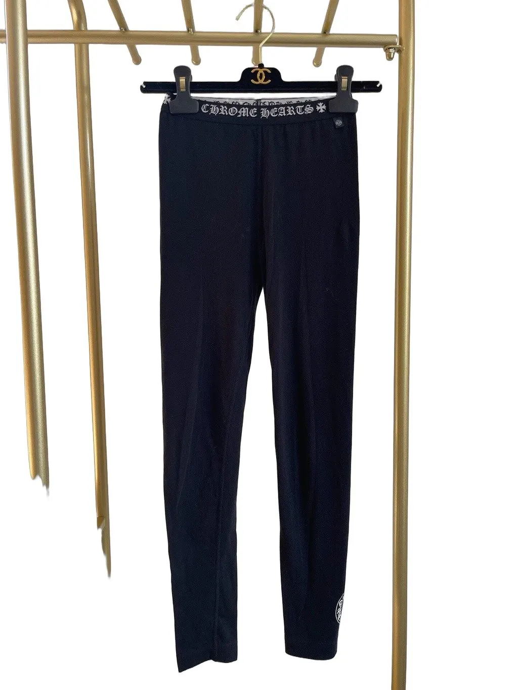 Chrome Hearts Black Spandex Trousers Black Very good - Front View