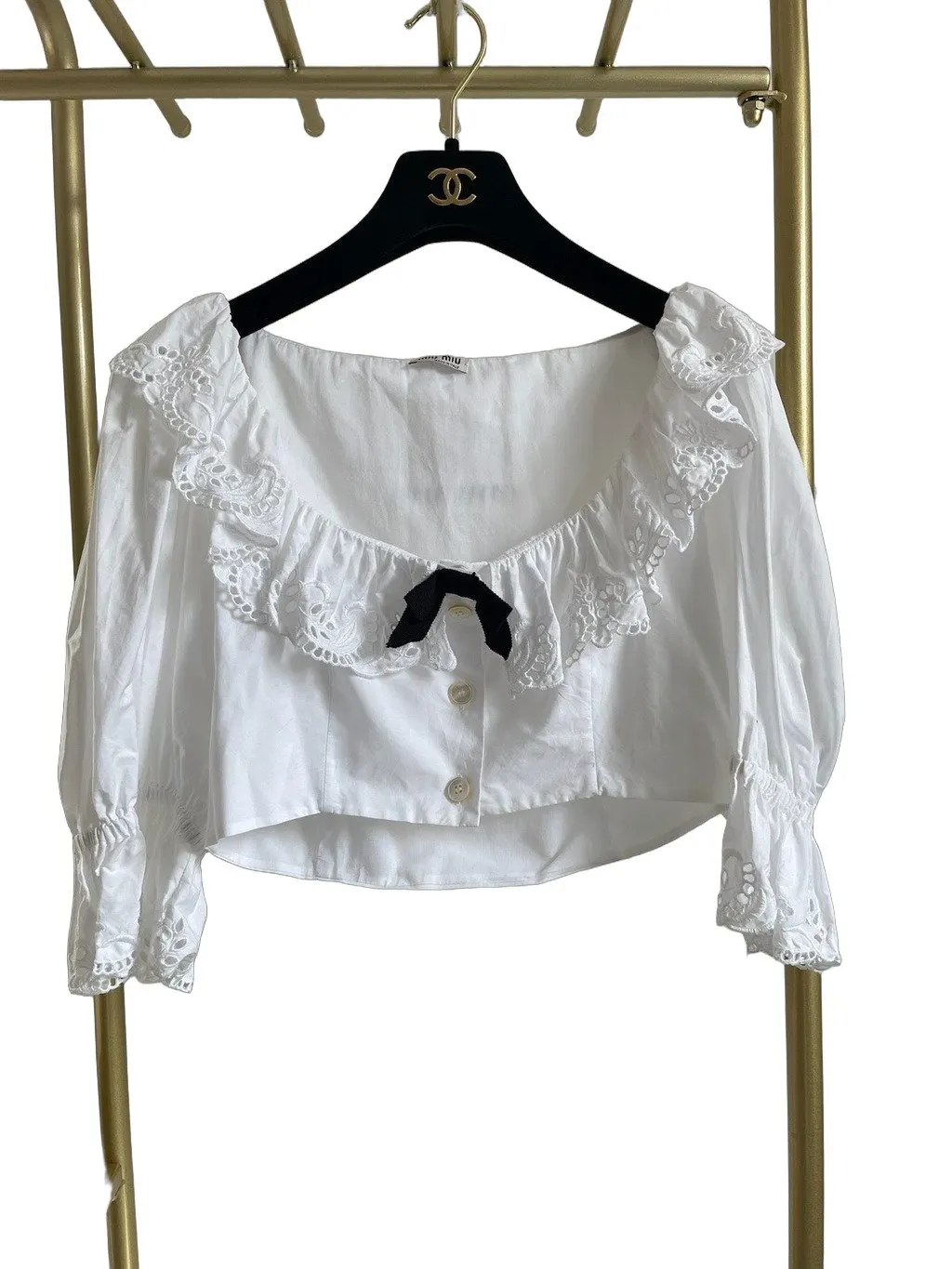 Miu Miu White Lace Top White Lace Very good - Front View
