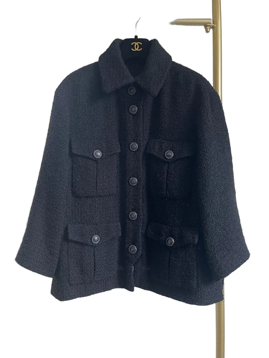 Chanel Black Tweed Jacket Black Tweed Very good - Front View