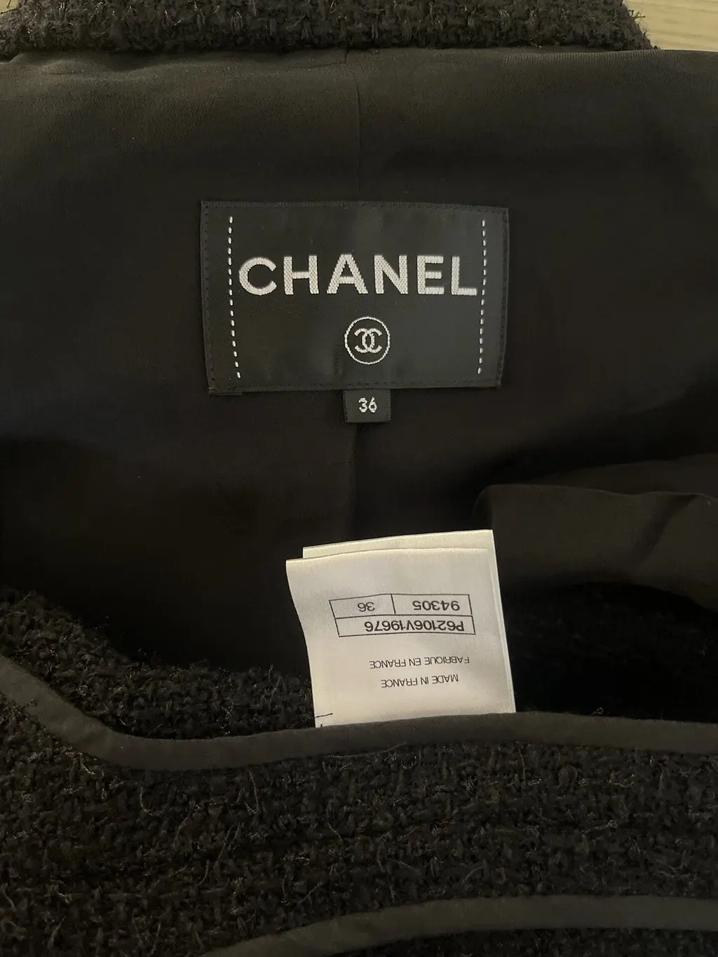 Chanel Black Tweed Jacket Black Tweed Very good - Inside View