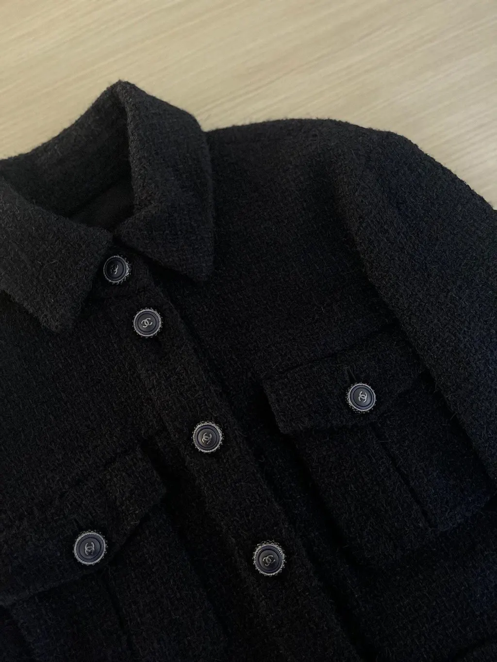 Chanel Black Tweed Jacket Black Tweed Very good - Model View