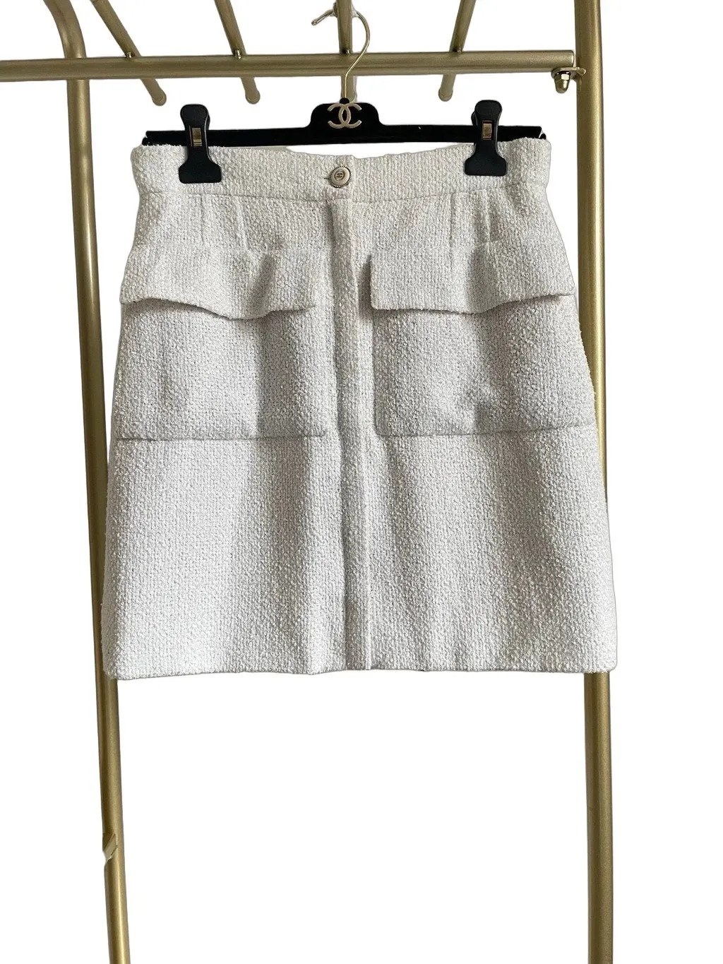 Chanel 20C White Embellished Skirt White Very good - Front View